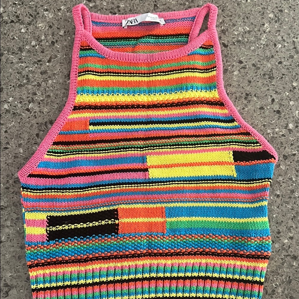 Zara Colorful Striped Knit Halter Top